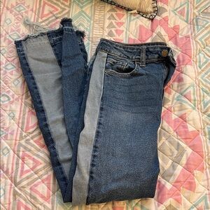 Cello Two-Tone Blue Ankle Jeans